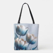 Elegante blaue und weiße Tulpen Tasche (Rückseite)