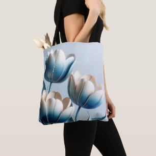 Elegante blaue und weiße Tulpen Tasche