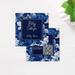 Elegante blaue und weiße Vintage-Blumen-Visitenkar