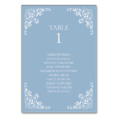 Elegante, blaue und weiße Vintage Grenze Tischnummer (Vorderseite)