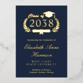 Elegante Blaue Uni-Abschluß Ankündigung (Vorderseite)