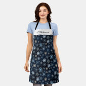 Elegante Blaue Vintage Winterschneeplätzchen Schürze (Getragen)