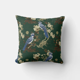 Elegante Blaue Vogelkissen Kissen