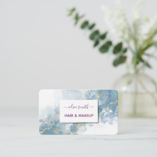 Elegante blaue Wasserfarbe & Gold abstraktes Gesch Visitenkarte