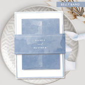 Elegante, blaue Wasserfarbe, Hochzeit Einladungsbanderole