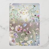 Elegante blaue Wasserfarben Blumenwald Einladung (Rückseite)