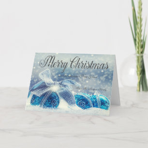 Elegante blaue Weihnachtsbälle Feiertagskarte