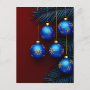 Elegante blaue Weihnachtsdekorationen Feiertagspostkarte