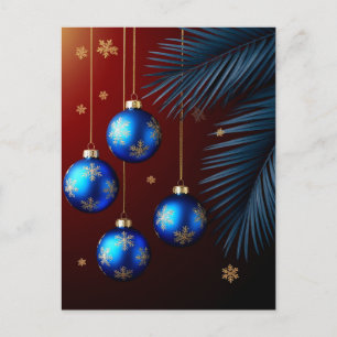 Elegante blaue Weihnachtsdekorationen Feiertagspostkarte