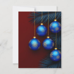 Elegante blaue Weihnachtsdekorationen Postkarte