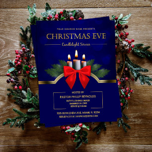 Elegante blaue Weihnachtskerzenlichtkirche am Heil Flyer