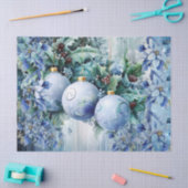 Elegante blaue Weihnachtskugeln, florale Decoupage Seidenpapier (Basteln)