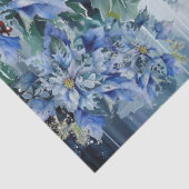 Elegante blaue Weihnachtskugeln, florale Decoupage Seidenpapier (Detail)