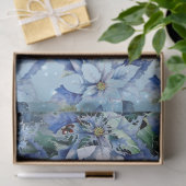 Elegante blaue Weihnachtskugeln, florale Decoupage Seidenpapier (Geschenk)