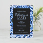 Elegante blaue Weihnachtsschnur beleuchtet Einladung (Stehend Vorderseite)