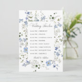Elegante blaue weiße grüne florale Hochzeitszeitle Programm (Stehend Vorderseite)
