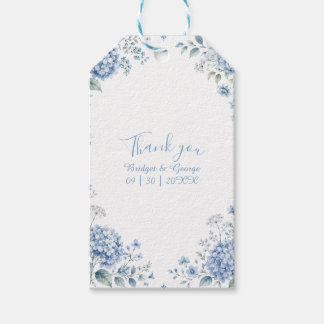 Elegante blaue weiße Hortensien-Blumenhochzeit Geschenkanhänger