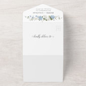 Elegante blaue weiße Rosen mit Blumen All In One Einladung (Außenbereich)