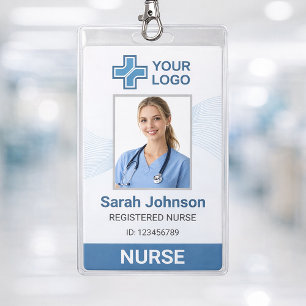 Elegante blaue Welle-Nurse-ID-Karte mit QR-Code Ausweis