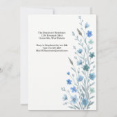 Elegante Blaue Wildblumen 1. Geburtstagsfeier Einladung (Rückseite)