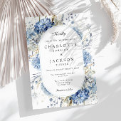 Elegante blaue Wildblumen Hochzeitsfeier mit flora Einladung