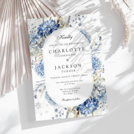 Elegante blaue Wildblumen Hochzeitsfeier mit flora Einladung