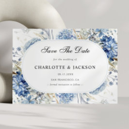 Elegante blaue Wildblumen Hochzeitsfeier mit flora Save The Date