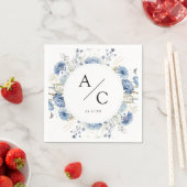 Elegante blaue Wildblumen Hochzeitsfeier mit flora Serviette (Beispiel)