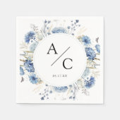 Elegante blaue Wildblumen Hochzeitsfeier mit flora Serviette (Vorderseite)