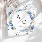 Elegante blaue Wildblumen Hochzeitsfeier mit flora Serviette