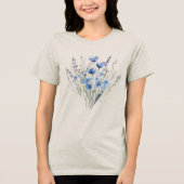 Elegante blaue Wildblumen Tri-Blend Shirt (Vorderseite)