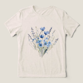 Elegante blaue Wildblumen Tri-Blend Shirt