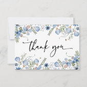 Elegante blaue Wildblumen Wasserfarbe Danke Karte (Vorderseite)