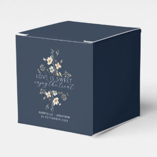 Elegante Blaue Wilde Blumen Liebe ist süße Hochzei Geschenkschachtel
