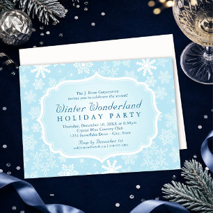 Elegante Blaue Winter-Wunderland-Feierparty Einladung