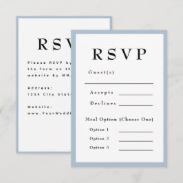 Elegante blaue zeitlose Hochzeit RSVP Karte