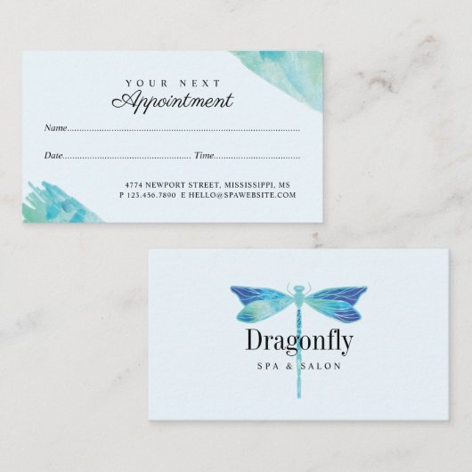 Elegante Blauen und Aqua Terminkarte (Vorne/Hinten)