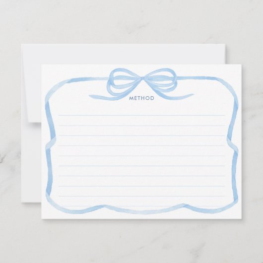 Elegante, blauer Bauch Brautparty Rezept Karte (Rückseite)