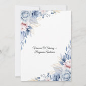 Elegante Blauer und Blütenblütenblüte Einladung zu (Rückseite)