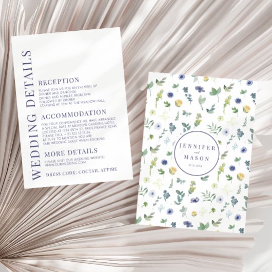 Elegante, blaugelbe Blume Begleitkarte