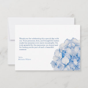 Elegante Blauglocken-Blumen-Hortensien-Dankeskarte RSVP Karte