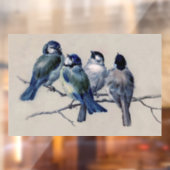 Elegante Blaugraue Vögel auf einem Zweig Vintag Fensteraufkleber (Blatt 2)