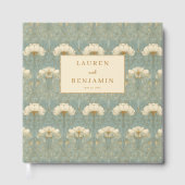 Elegante Blaugrüne Botanische Blumenmuster Gästebuch (Vorderseite)
