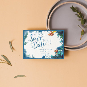 Elegante Blaugrüne Botanische Schmetterlings-Hochz Save The Date