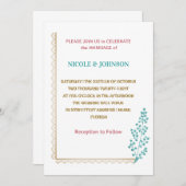 Elegante, bläuliche Hochzeitsfeier Einladung (Vorne/Hinten)