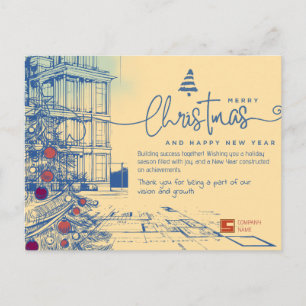 Elegante Blaupause Weihnachten und Architektur