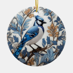 Elegante Blaurabe, inspiriert von William Morris Keramik Ornament