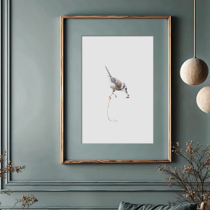 Elegante Blauraben-Wasserfarbenkunst mit roten Bee Poster