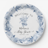Elegante Blautönen Weiße Begrüßungstücher Girl Dus Pappteller (Vorderseite)