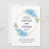 Elegante Blautönen Weiße Hochzeit Einladung (Vorderseite)